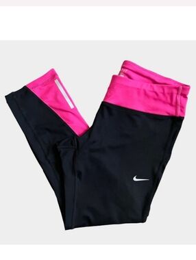Nike Dri-FIT Leggings Black Pink Reflective Detail Size M
